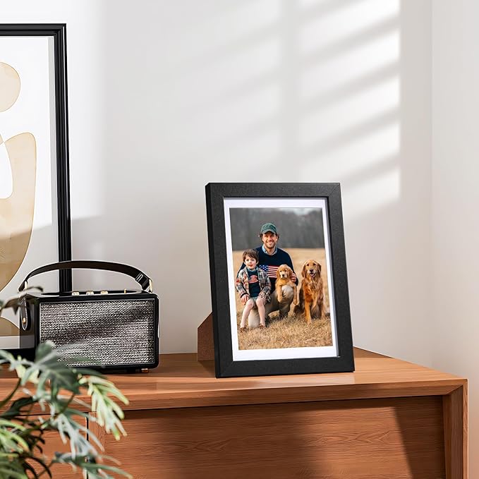 HappyHapi 4x6 Picture Frames Set of 10, Tabletop or Wall Display Pictures 3.5x5 with Mat or 4x6 Without, Multi Photo Frames Collage (Black)