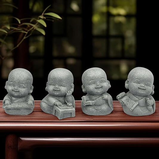 Buddha Statue for Home Decor - 2 Inch Sandstone Figurines for Spiritual Decor, Feng Shui, Zen Garden, Car Dashboard, Office Desk, Home & Garden Decor with Blessing Amulet
