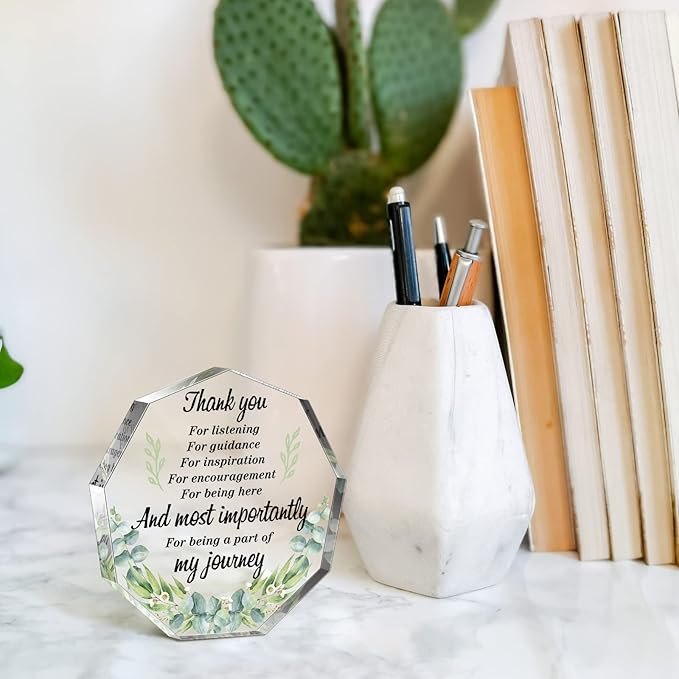 Yinder Thank You Gifts for Women Appreciation Gifts for Coworker Employee Nurse Teacher Leader Boss Inspirational Quotes Acrylic Desk Decor for Home Office Farewell Retirement