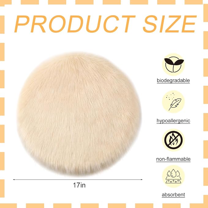 Drydiet 2 Pcs Natural Sheepskin for Bed Sores and Skin Imitation Wool Medical Sheepskins with Non-Slip Back for Pain Relief and Discomfort, Wool Seat Pad, 17 in x 17 in(Circle,Beige)