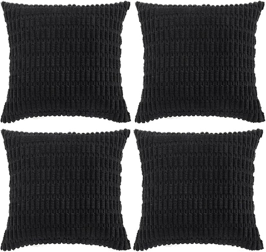 Fancy Homi 4 Packs Decorative Throw Pillow Covers for Living Room Couch Bed, Modern Farmhouse Boho Home Décor Accent Cushion Case, 16" x 16" (Pack of 4), Black