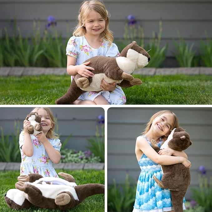 MaoGoLan 4pc River Otter Stuffed Animal with 3 Babies Inside-24in Giant Lifelike Soft Otter Plush Toys-Cuddly Wildlife Stuffed Animal for Kids