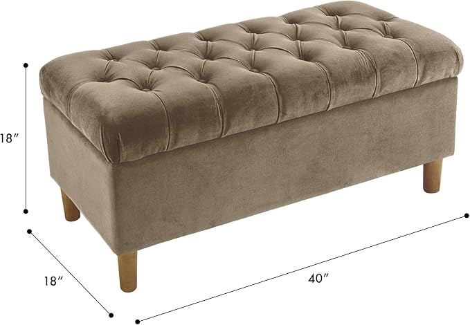 HomePop Ainsley 40" Storage Ottoman Bench - Fawn Velvet