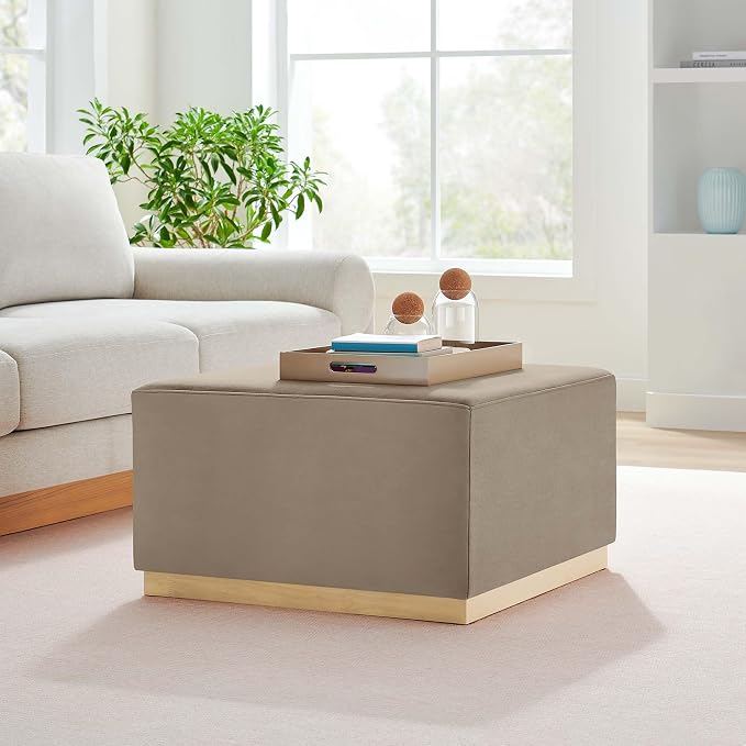 Modway Large 28" Square Performance Velvet Upholstered Upholstered Ottoman