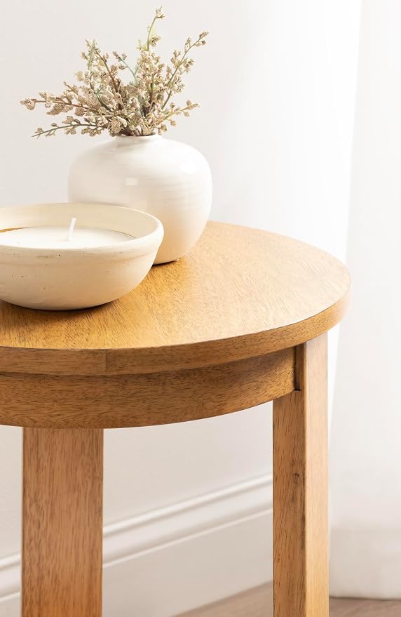 Kate and Laurel Foxford Tiered Round Side Table, 16 x 16 x 23, Natural Brown, Transitional Two-Tier Circle Nightstand Table with Storage and Resilient Wood Construction for Bedroom Decor