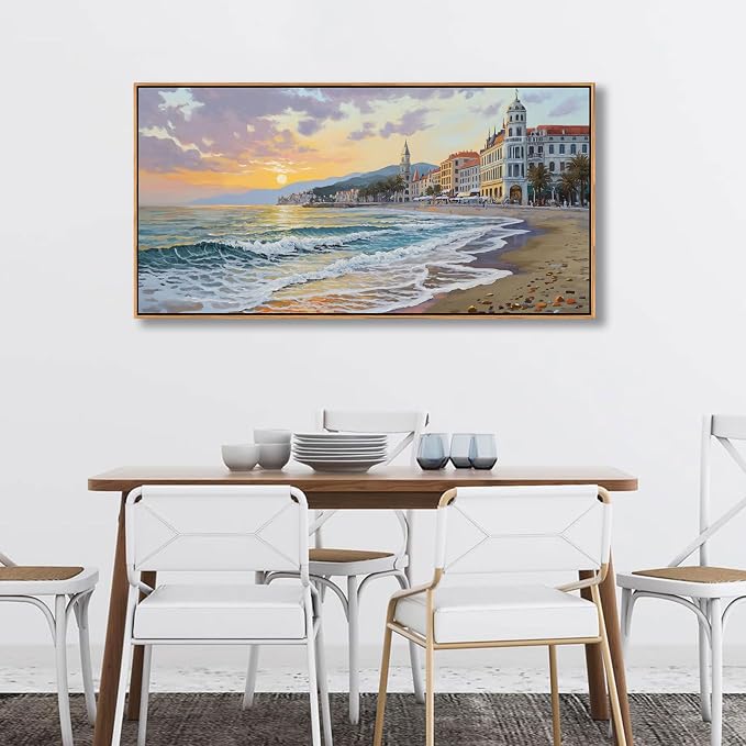 YDYSUNE Beach Wall Art Canvas for Painting Retro Ocean Wall Decor Sunset Coastal Painting Seaside Artwork for Living Room,Bedroom,Office,Dinning Decoration Size 20x40 Inches
