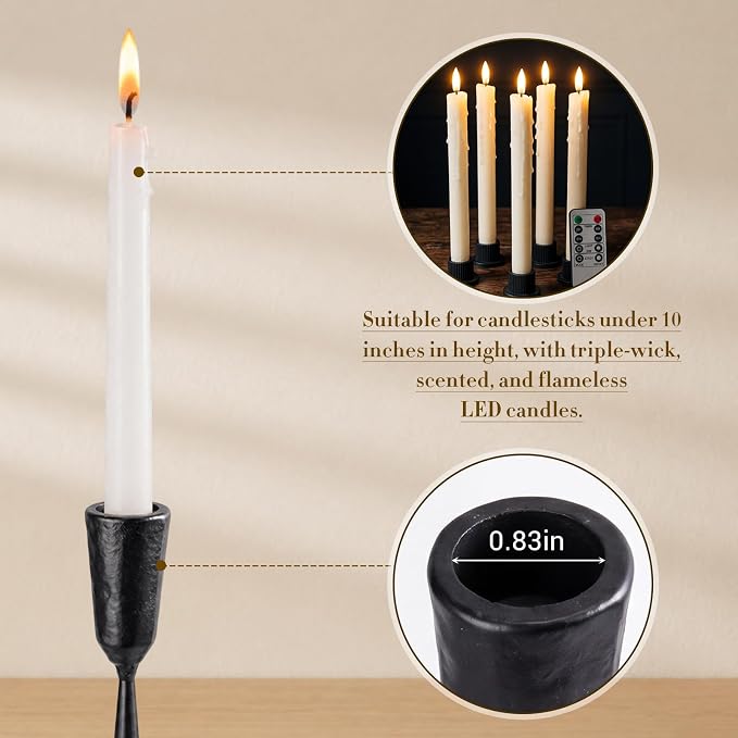 2 Pcs 16 Inch 3 Arm Metal Candelabra Cast Iron Taper Candelabra Vintage Tall Candle Holder Decorative Candlestick Holder for Wedding Antique Table Centerpiece & Mantel Decor (Black)