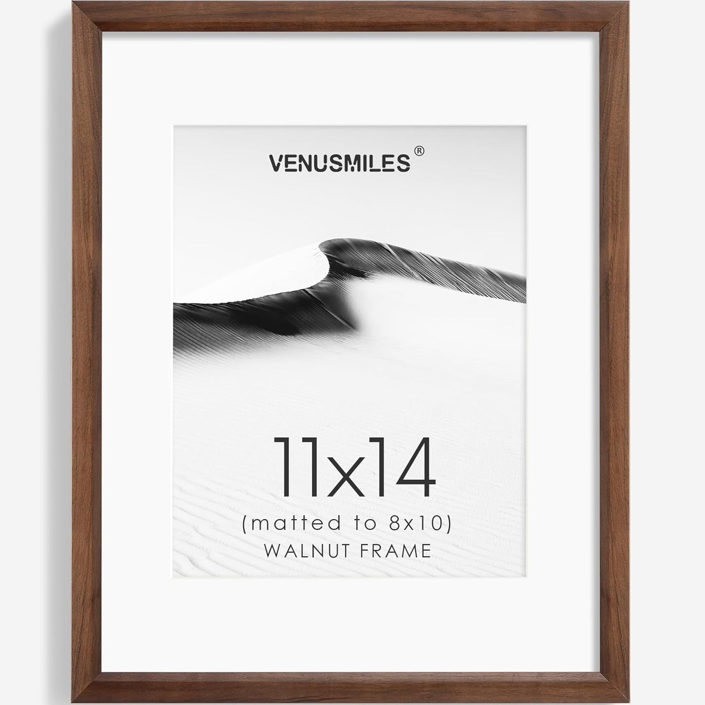 11x14 Picture Frame Natural Solid Walnut Photo Frames with 8x10 Removable Mat Wall Hanging Large Handcrafted Frame with HD Plexiglass Wall and Tabletop Display Large Poster Frame