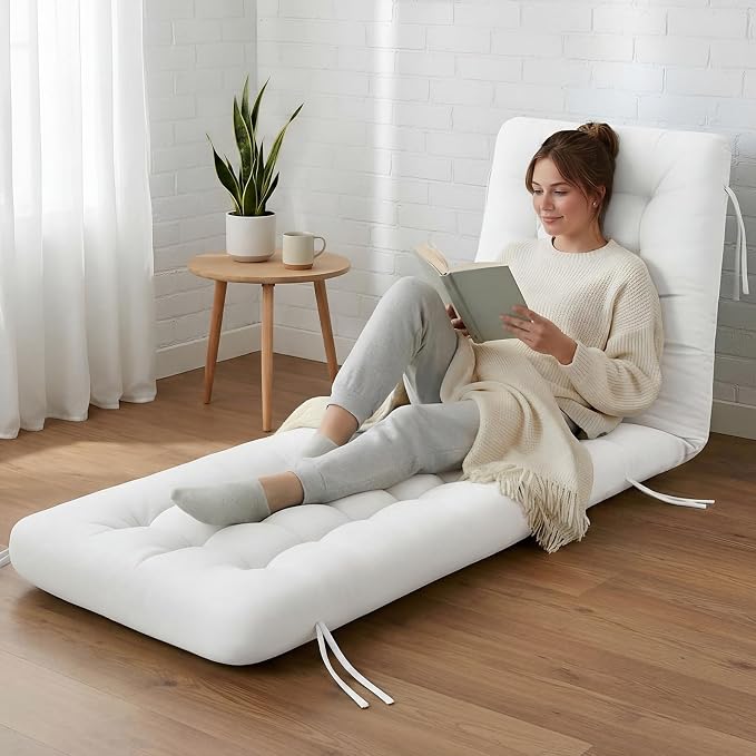Vercraft Long Floor Cushion Large Floor Cushion with Brushed Cotton 74.8 x 27.5 x 3.15 in Jumbo Lounger Pillow for Outdoor Indoor Bay Window Meditation Yoga Reading Sleeping(1 Pc,White)