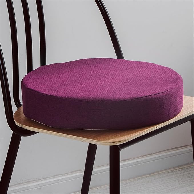 Reyox Thicken Cotton Linen Chair Cushion, Non Slip Seat Cushion for Recliners, Armchairs 3" Thick Round Purple 1 20" x 20"