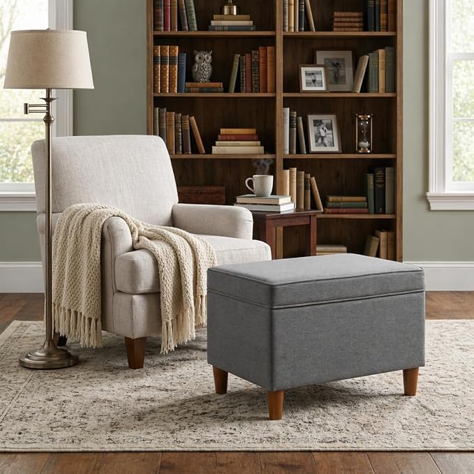 Spatial Order 24" Dinah Collection Storage Ottoman - Cool Light Gray