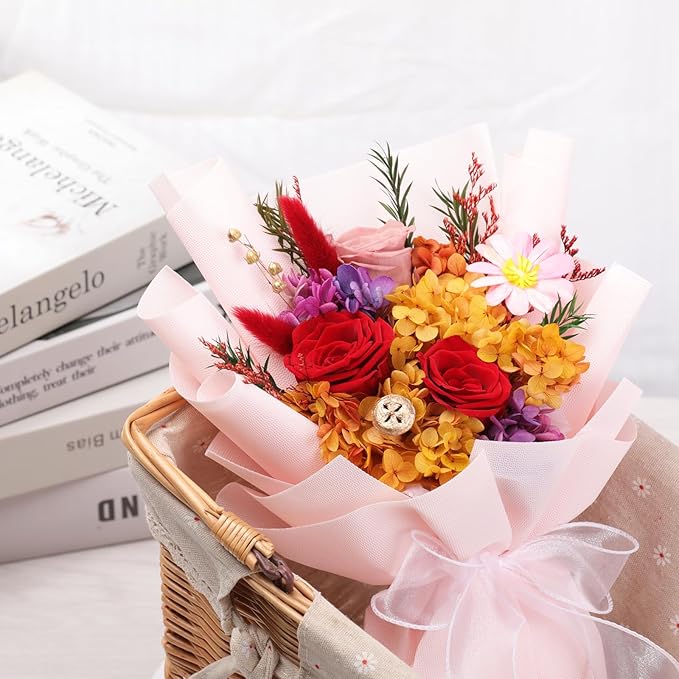Lovenfold Flowers for Delivery,Preserved Flowers Bouquets,Red Rose Bouquets that Last 1-3 Years,Birthday Flowers Gifts for Women Mom Grandma Wife Friends