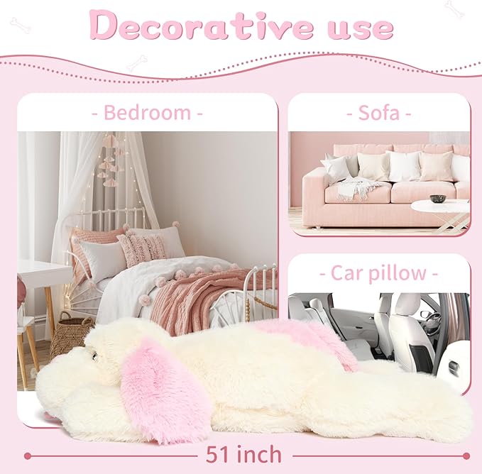 MorisMos Giant Dog Stuffed Animals, 51inch Large Stuffed Dog Plush Soft Big Pillow Gifts for Kids,Girls, Boys, Pink