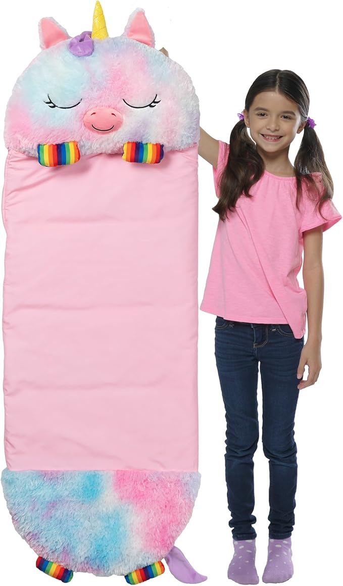 Happy Nappers: Pillow & Sleepy Sack: Medium - Rainbow Unicorn - 54 x 20, Plush Animal Character, 2-in-1 Pillow Sleeping Bag, Play, Kids Ages 3+