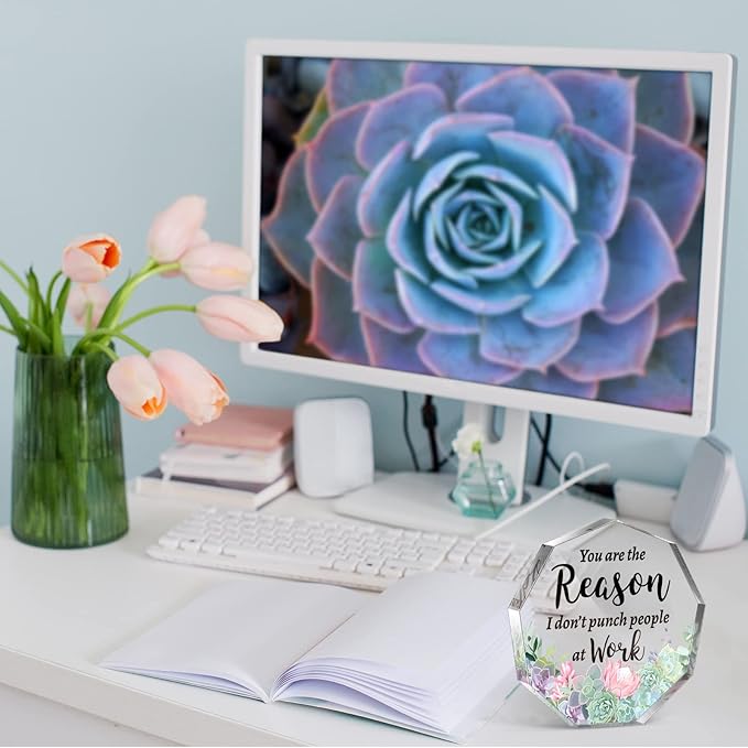 Yinder Thank You Gifts for Women Appreciation Gifts for Coworker Employee Nurse Teacher Leader Boss Inspirational Quotes Acrylic Desk Decor for Home Office Farewell Retirement