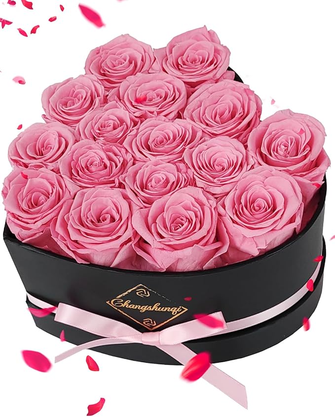 Changshunqi 16 Flowers Preserved Roses Gifts for Women, Pink Forever Flowers Womens Birthday Gifts for Women Wife Friends Preserved Flower Rose Gift for Mom Her Wife gf
