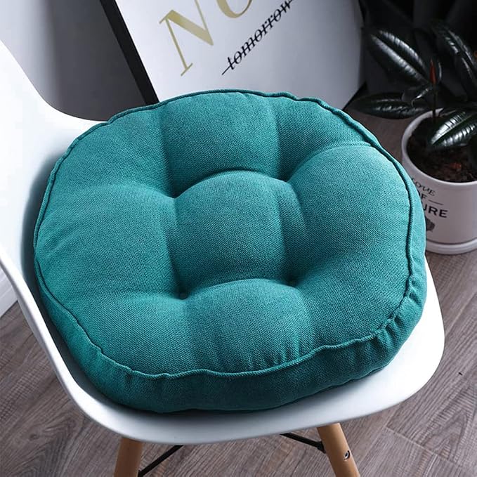 vctops Round Chair Pad Seat Cushion Solid Color Soft Chair Pads Comfy Velvet Cushion Pillow for Kitchen Dining Office Chair Kids Reading (Blue Green,Diameter 16")