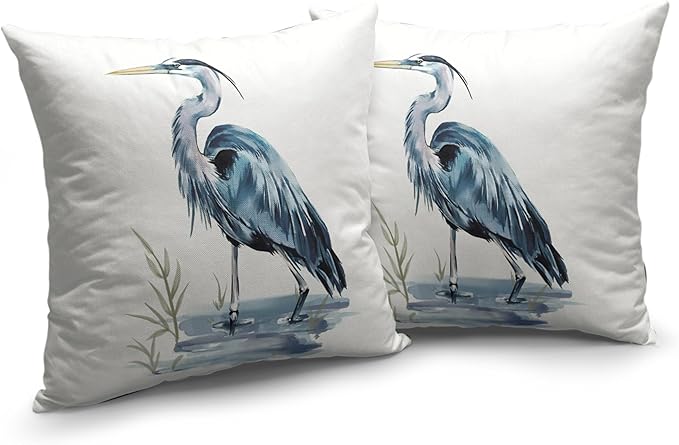 Heron Pillow Covers Pelican Throw Pillow Covers 16x16 Set of 2 Summer Bird Pattern Double Sided Printing Pillow Case for Farmhouse Patio Living Room, Cotton Linen