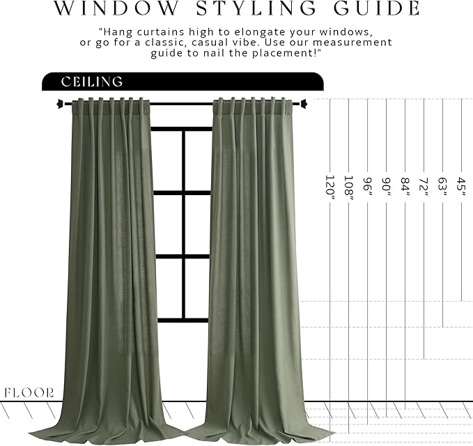 Jowels Olive Green Linen Curtains 70 Inch Long 2 Panels for Living Room | Loden Light Filtering Semi Sheer Curtain, Back Tab Pocket Pleated Look,Farmhouse Textured Privacy Drapes for Bedroom Window