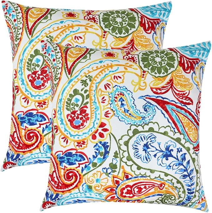Waterproof Outdoor Throw Pillow Covers Set of 2,Home Decor for Garden Patio Furniture,Couch,Sofa 18 x18 Inch Decorative Pillows Cover Only,NO Insert(Phoenix)
