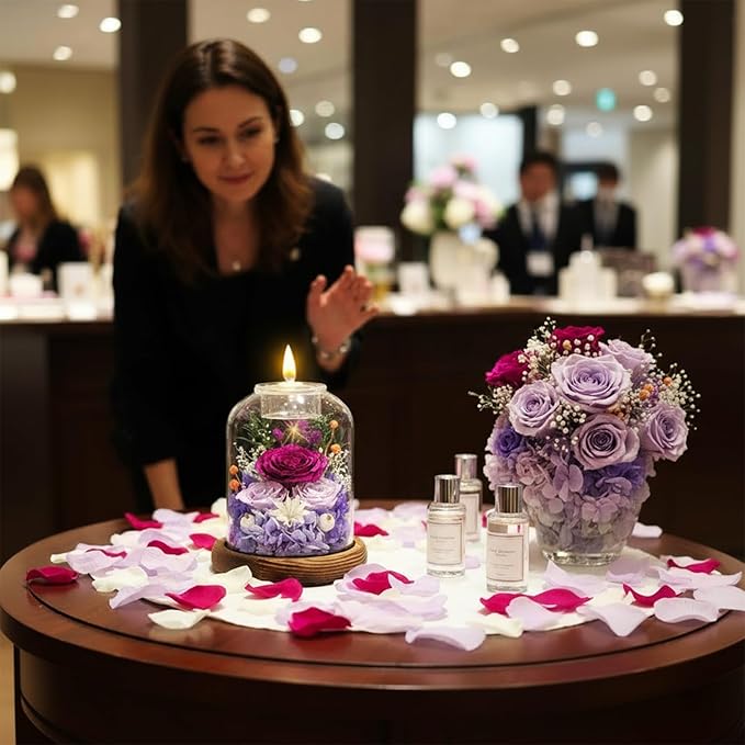 Gifts for Mom, Preserved Rose Flowers in Glass Dome, Forever Flowers for Delivery, Eternal Rose, Birthday Gifts for Women, Mothers Day for Grandma, Wife, Daughter, Anniversary(Purple)