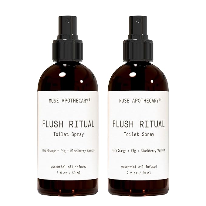 Muse Apothecary Flush Ritual - Aromatic & Refreshing Toilet Spray, Use Before You Go, 2 oz, Infused with Natural Essential Oils - Cara Orange + Fig + Blackberry Vanilla, 2 Pack