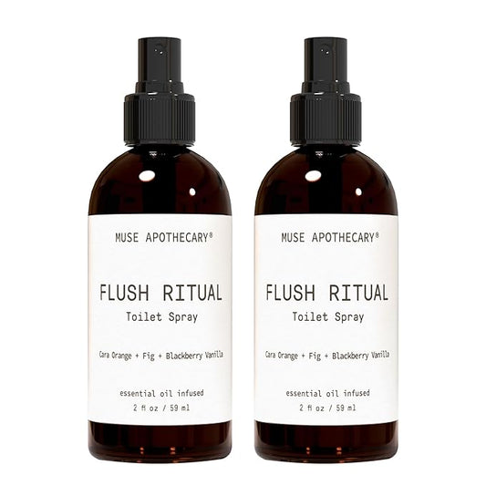 Muse Apothecary Flush Ritual - Aromatic & Refreshing Toilet Spray, Use Before You Go, 2 oz, Infused with Natural Essential Oils - Cara Orange + Fig + Blackberry Vanilla, 2 Pack