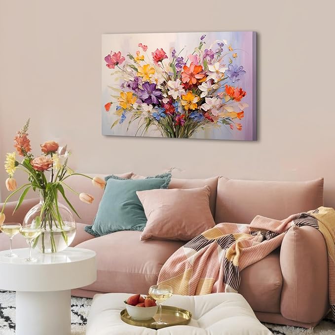 Colorful Flower Pictures Wall Decor Wildflower Wall Art for Teen Girls Bedroom Abstract Nature Poppy Daisy Floral Canvas Painting Watercolor Botanical Plant Poster Modern Artwork Home Decoration 20x30