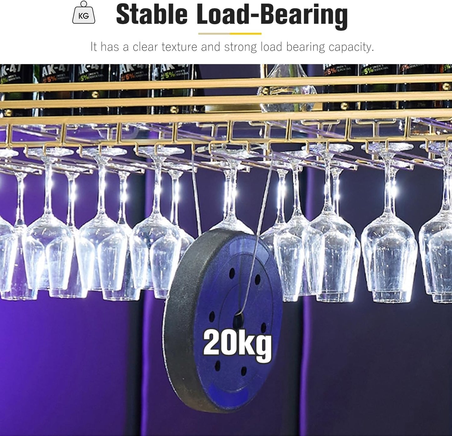 Ceiling Wine Rack&Hanging, Adjustable Hanging Wine Rack with Acrylic Board for Bar Cafe Kitche, 31.5''x13.8'' Iron Hanging Wine Glass Racks, Wine Bottle, Goblet Stemware Rack, Mug Rack-Gold