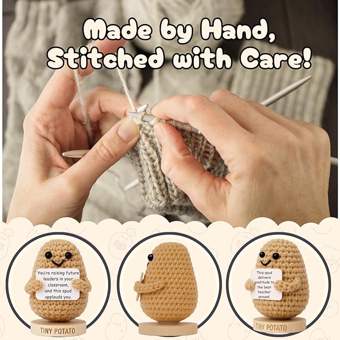 Empowering Gift for Strong Women - Funny Positive Crochet Potato W/ 30 Badass Affirmation Cards | Friendship Present for Mothers Day, Gag Birthday Gifts for Friends, Teens, Coworker, Sister, Mom, BFF