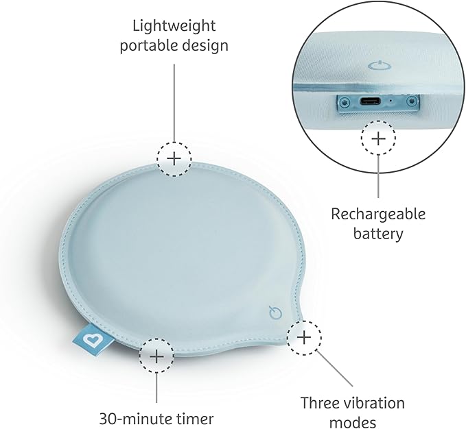 Munchkin Lulla-Vibe Vibrating Pad, Baby Sleep Soother for Crib Mattresses, Bassinets, Strollers, Nap and Sleep Aid for Babies and Infants, Rechargeable, Light Blue