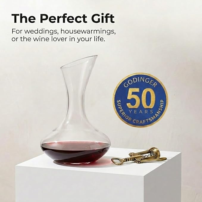 Godinger Wine Decanter Carafe, Hand Blown Wine Decanter Aerator - Wine Gifts