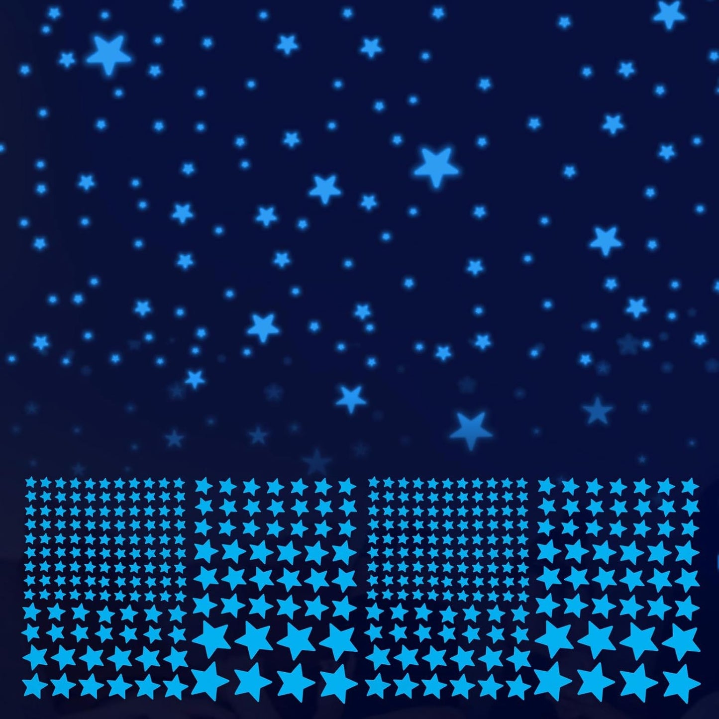 421 Pcs Glow Stars Ceiling Stars, Glow in Dark Space Planet Starry Sky Shining Decoration Perfect Universe Wall Decals for Boys Girls Kid Bedroom Living Room Decor Nursery Christmas Gifts