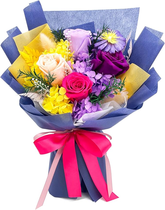 QOEAZY Flowers for Delivery, Preserved Flowers Bouquet with Gift Box, Rose Gifts for Women Mom Grandma