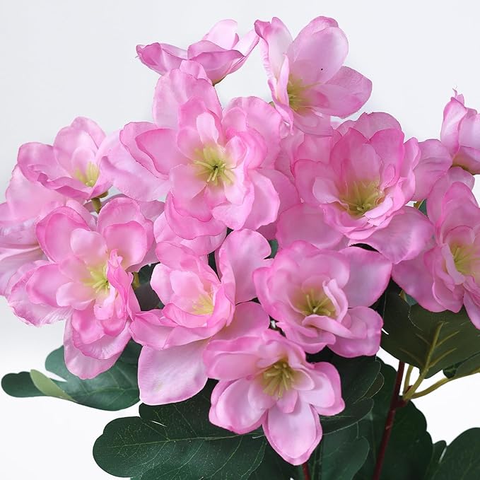 YXZZWL 16 Bundles Artificial Flowers for Front Door, Fake Silk Azalea Bouquet Silk Flowers for Outside UV Resistant Realistic Faux Plants for Planter Farmhouse Patio Garden Walkways Home Decor (Pink)