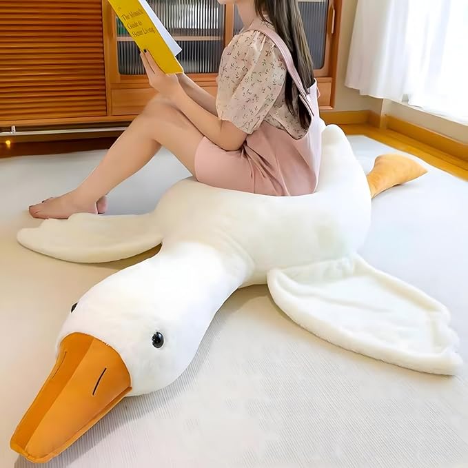 Ryttir Giant Goose Plush - 51" Extra Soft Goose Stuffed Animal Hugging Pillow with Rotund Belly,Safety Nursery Decor & Sensory Comfort Toy,Cuddle Companion for Age 0+(Birthday Gender Neutral Gift)
