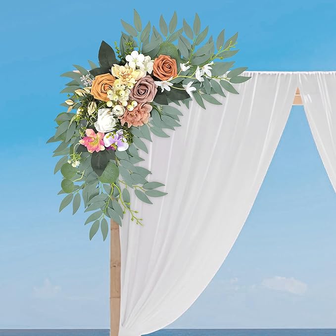 Wedding Arch Flowers Set of 2, Dusty Rose Artificial Flowers Decorations for Bridal Shower, Baby Shower, Rustic Backdrop Decor (Dusty Rose)