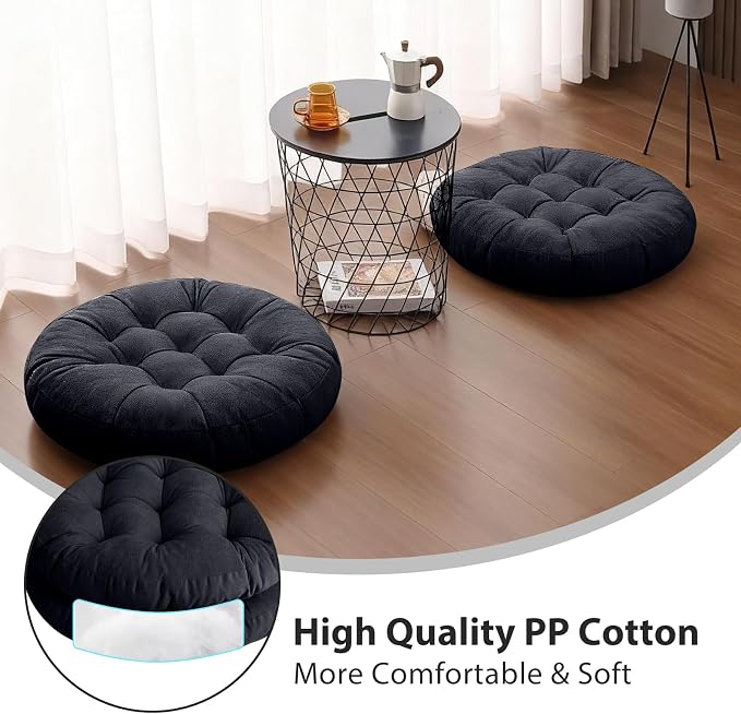 Tiita Outdoor Cushions Square Floor Pillow Thicken Tufted Seat Pad Large Floor Cushion for Yoga Meditation Living Room
