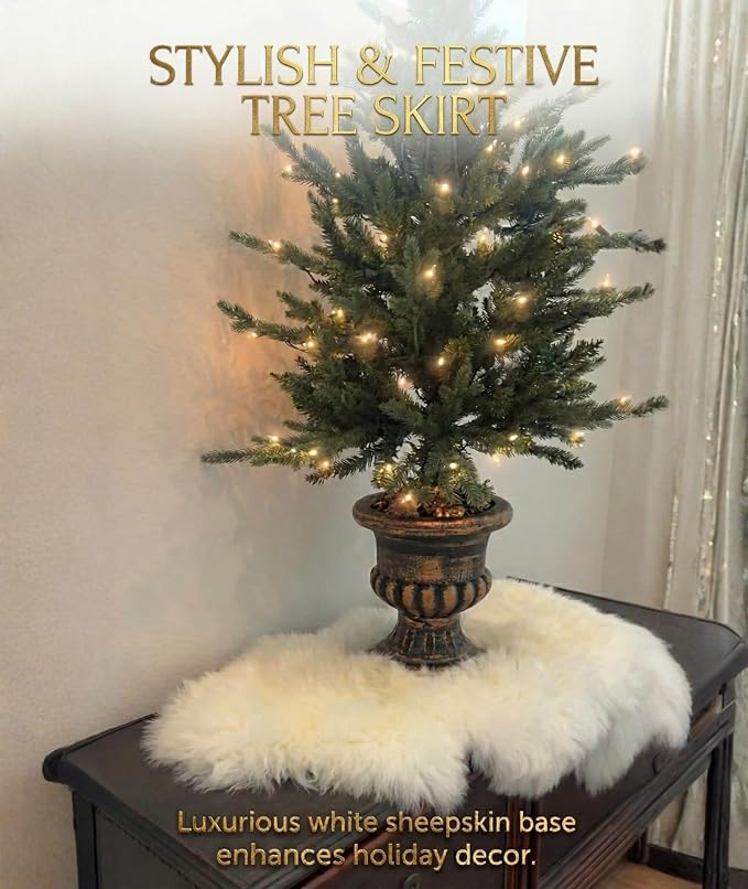 Woolous Sheepskin Rug, Genuine Sheep Skin Chair Throw 2x3 ft Ivory | Natural lambskin pelt with fluffy wool texture. Ideal as area rug, chair throw, bedroom or living room decor.