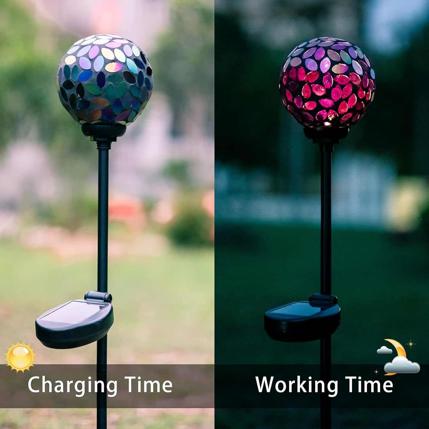 VCUTEKA Solar Lights Outdoor Decorative - Mosaic Solar Garden Light Waterproof LED Pathway Stake Light for Landscape Lawn Patio Yard Decoration, 1 Pack