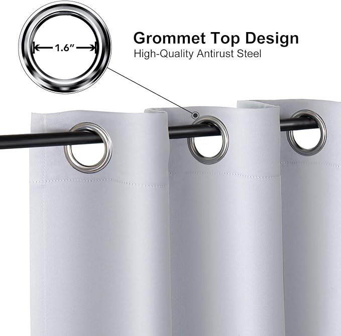 ChrisDowa Small Window Curtains for Kitchen and Bedroom - Grommet Short Thermal Insulated Room Darkening Curtains (2 Panels, Greyish White, 34 x 36 Inch)