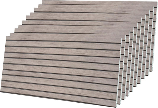 IZODEKOR 3D Wood Effect Styrofoam Wall Panels - Faux Wood Look Wall Panels for Living Room - Fake Acoustic Wood Slat Wall Panels - Pack of 10, Covers 50 sq ft.