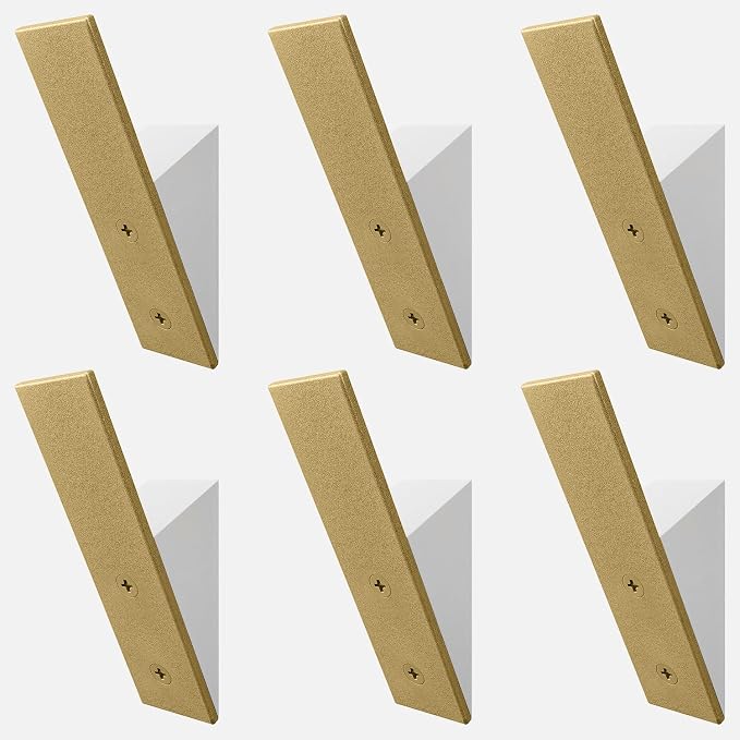 Homeforia Gold Wall Coat Hooks, High End White Wood & Gold Metal Wall Mounted Clothing Hook, Mid-Century Modern Clothes Hooks, Heavy Duty Wooden Hook for Hanging Coats, Hats, Towels & More, Set of 6