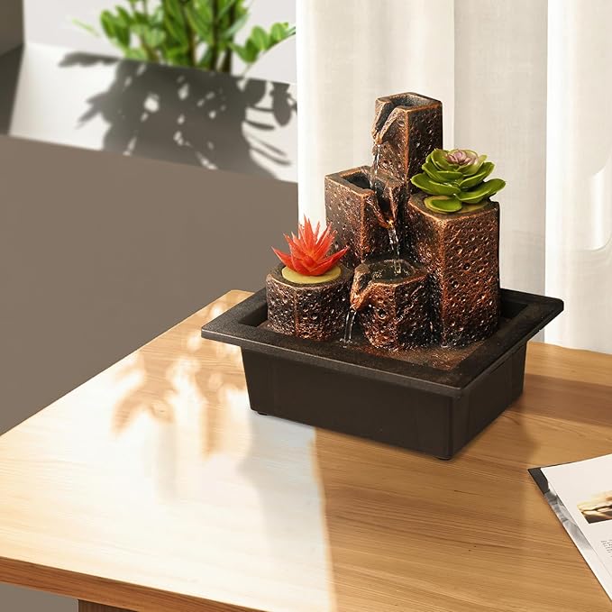 Water Fountains Indoor Mar Themed Small Water Fountain with Candles Holes for Home Decor Meditation (Mar)
