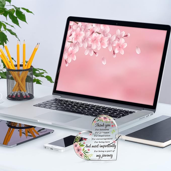 Yinder Thank You Gifts for Women Appreciation Gifts for Coworker Employee Nurse Teacher Leader Boss Inspirational Quotes Acrylic Desk Decor for Home Office Farewell Retirement