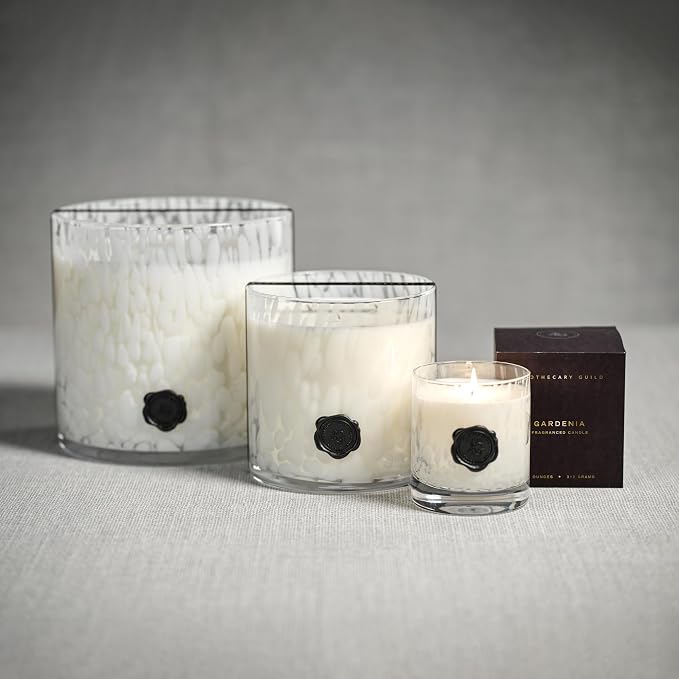 Zodax Apothecary Guild Scented Opal Glass Jar Candle- 50 oz/3-Wick - Gardenia