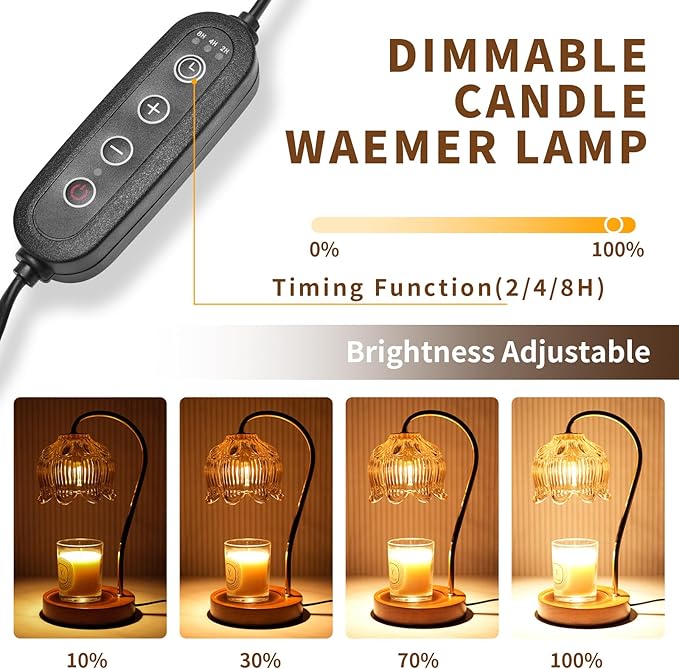 SupBri Dimmable Flower Candle Warmer Lamp, Blue Candle Warmer with Timer & 4Bulbs, Womens Gifts for Christmas Birthday, Unique Home Decor for Bedroom Living Room Decor Aesthetic