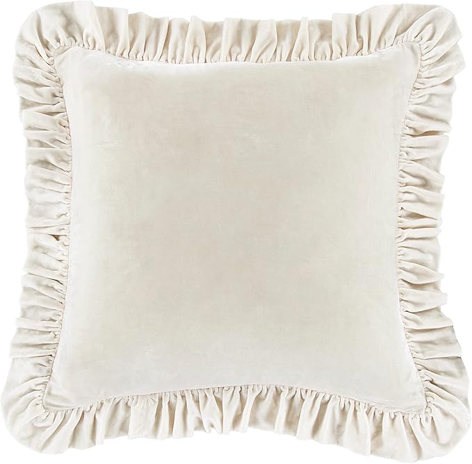 HiEnd Accents Stella Faux Silk Velvet Euro Sham Pillow Cover, 27x27 inch, Stone, Romantic Western Modern Traditional Style Luxury Bedding