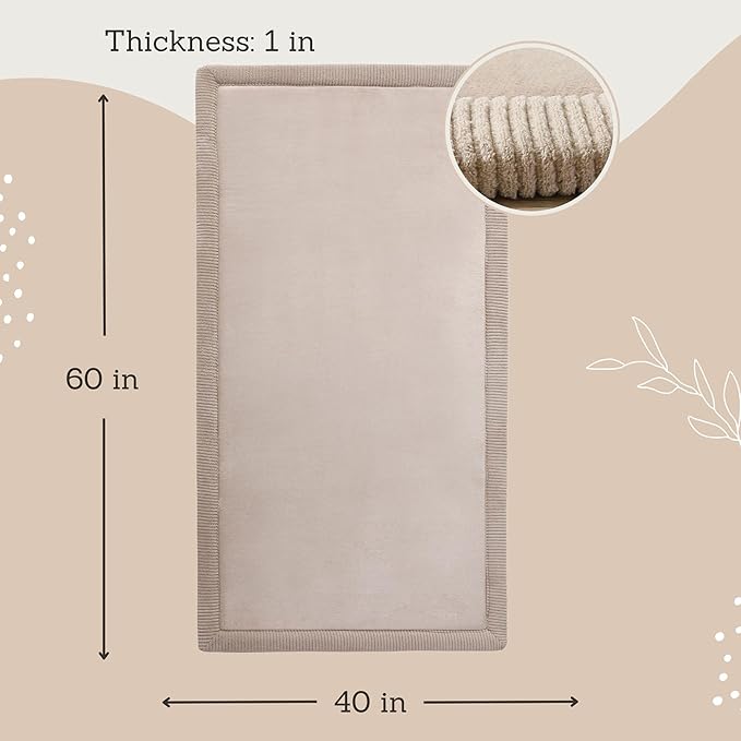 Hakuna Matte CloudSoft Baby Play Mat for Floor 40" x 60" Beige – Coral Velvet Memory Foam Rug for Crawling & Cozy Play – Non-Slip, Water-Resistant, Easy-CareTummy Time Mat, Playmat for Playpen