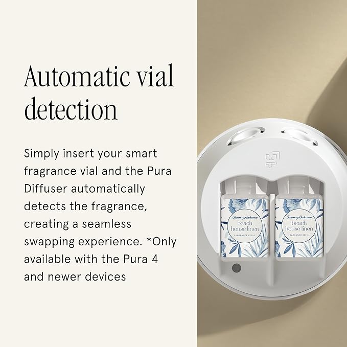 Pura & Tommy Bahama Home Scent Refill - Smart Home Air Diffuser - Premium Fragrance in Every Refill - Household Essential - Diffuser Fragrance - 2 Pack, Beach House Linen
